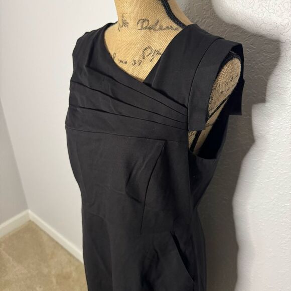 J Crew Promotion Dress Black sz 12 Office Knee Length Sleeveless Pockets Stretch - Picture 2 of 10